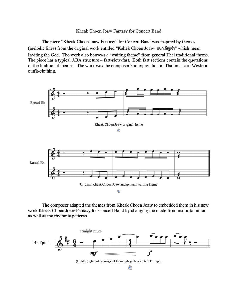 Kheak Choen Joaw Fantasy for Symphonic Band Analysis