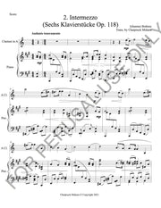 Clarinet and Piano sheet music: Brahms: Intermezzo Op. 118 no. 2
