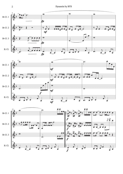 Clarinet Quartet sheet music: BTS Dynamite - Main Image