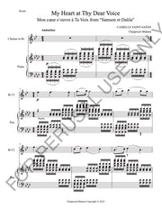 Mon cœur s'ouvre à ta voix for Bb Clarinet and Piano (Score+Parts+mp3)