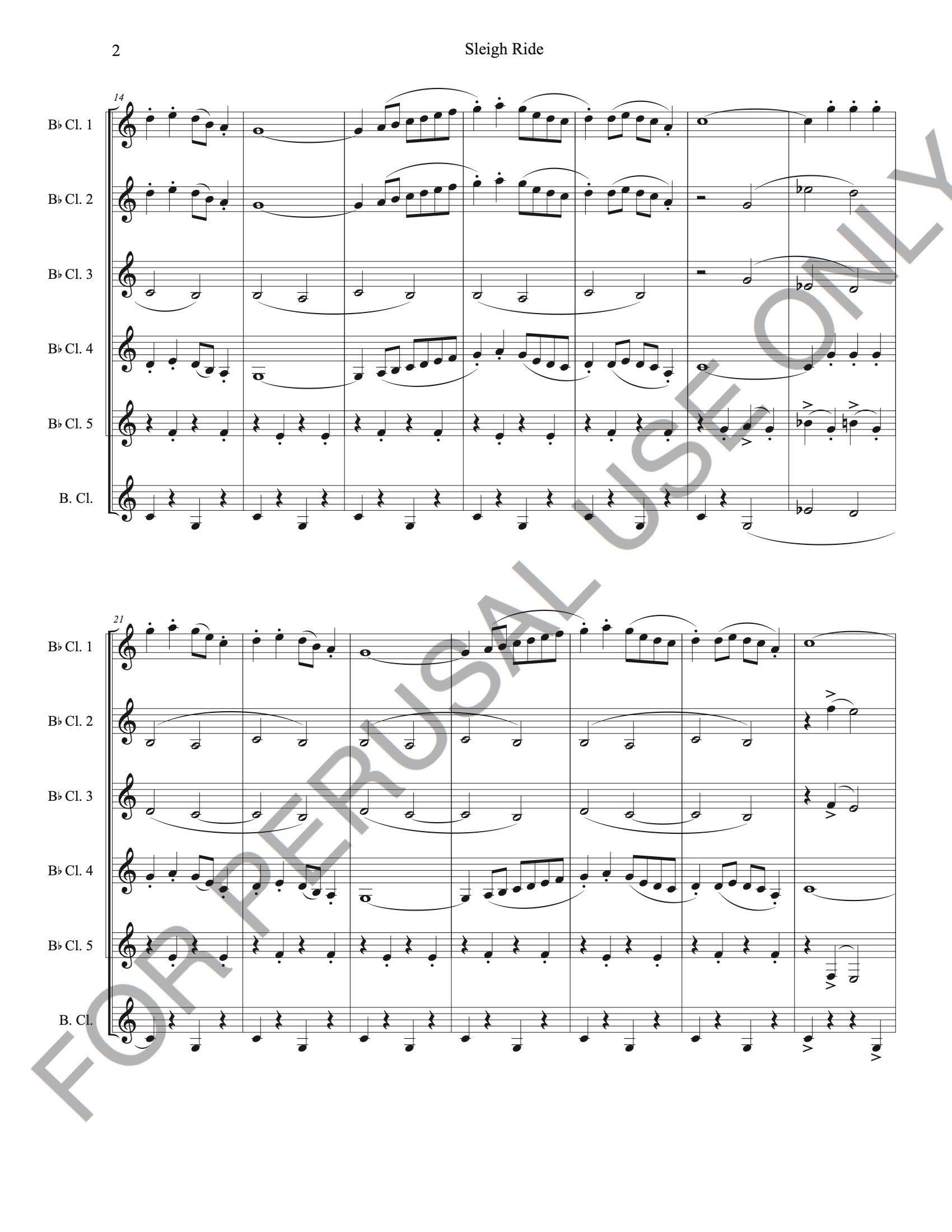 Sleigh Ride Notes Clarinet Sleigh Ride for Clarinet Ensemble (Score+Parts)