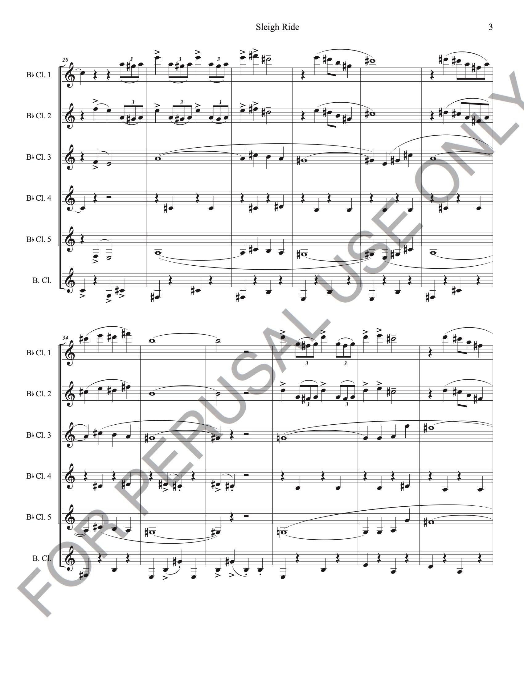 Sleigh Ride Notes Clarinet Sleigh Ride for Clarinet Ensemble (Score+Parts)