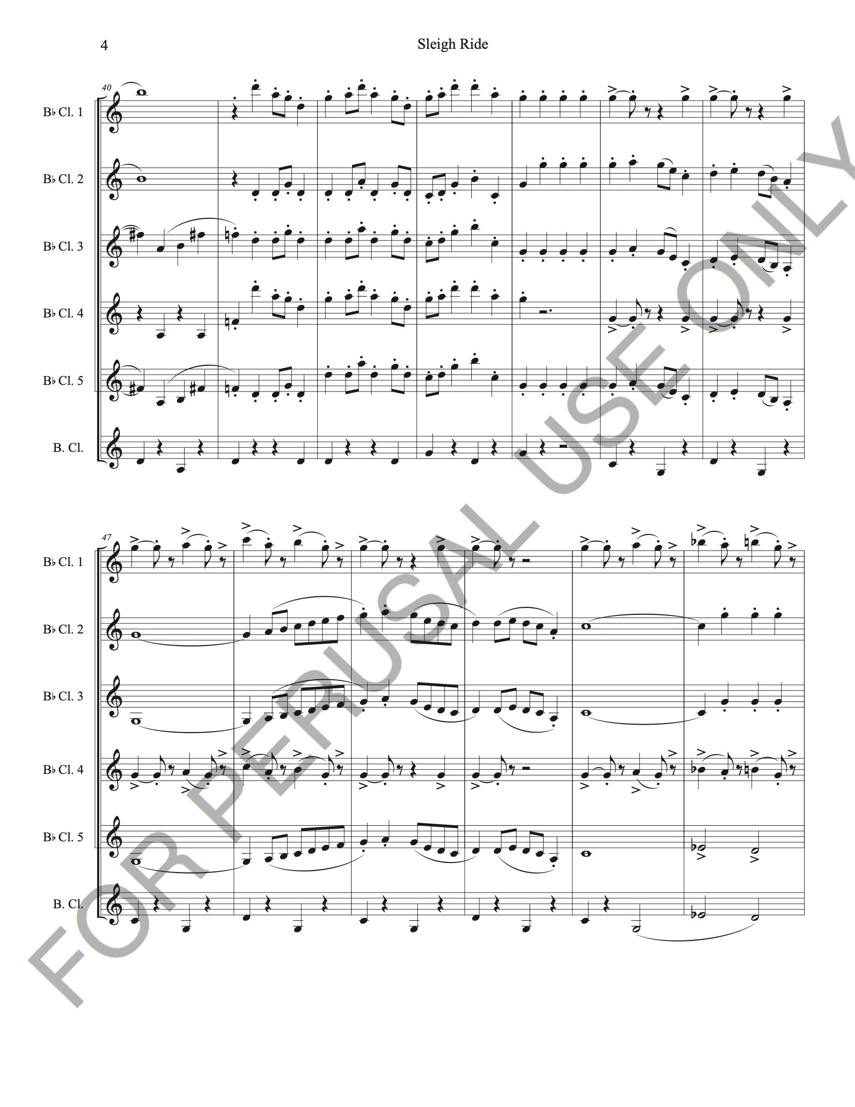 Sleigh Ride Notes Clarinet Sleigh Ride for Clarinet Ensemble (Score+Parts)