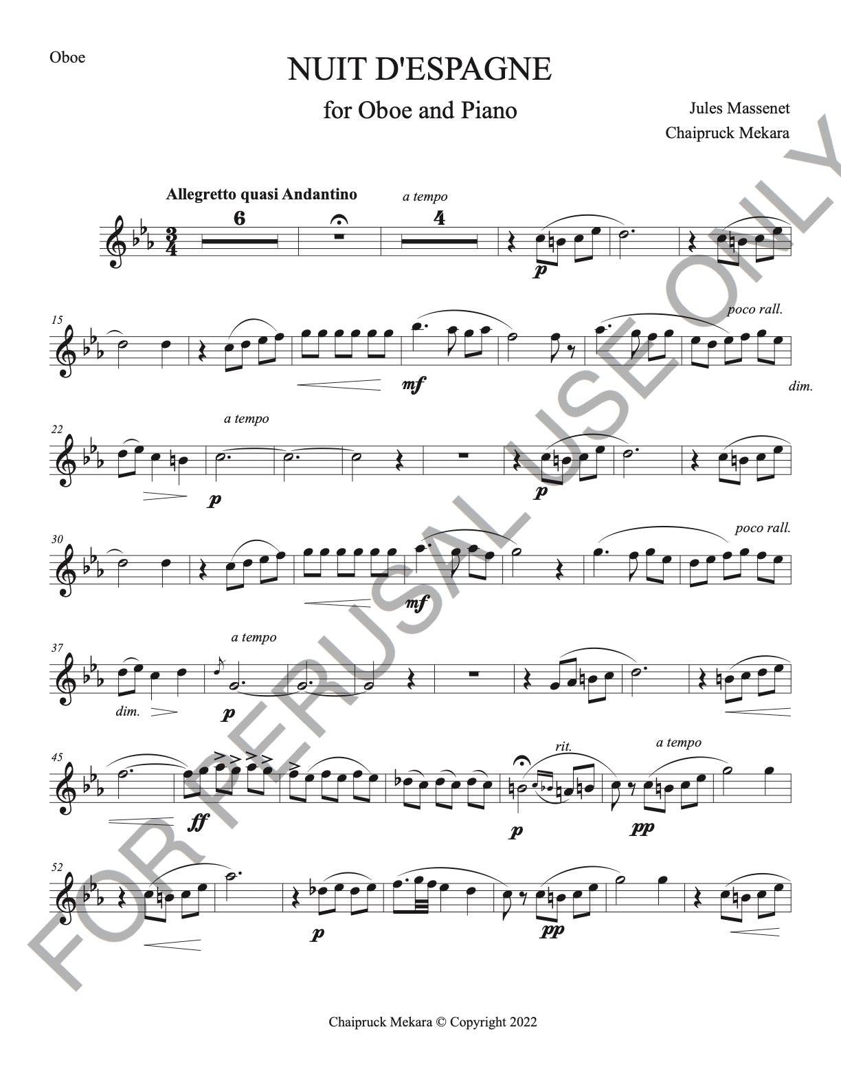 Oboe and Piano - Nuit D' Espagne by Jules Massenet - ChaipruckMekara