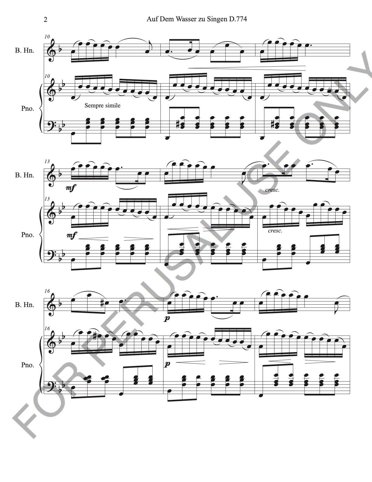 Basset Horn and Piano sheet music: Schubert's Auf dem Wasser zu singen - ChaipruckMekara