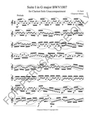 Complete Bach's  Cello Suite no.1 for Clarinet Solo sheet music