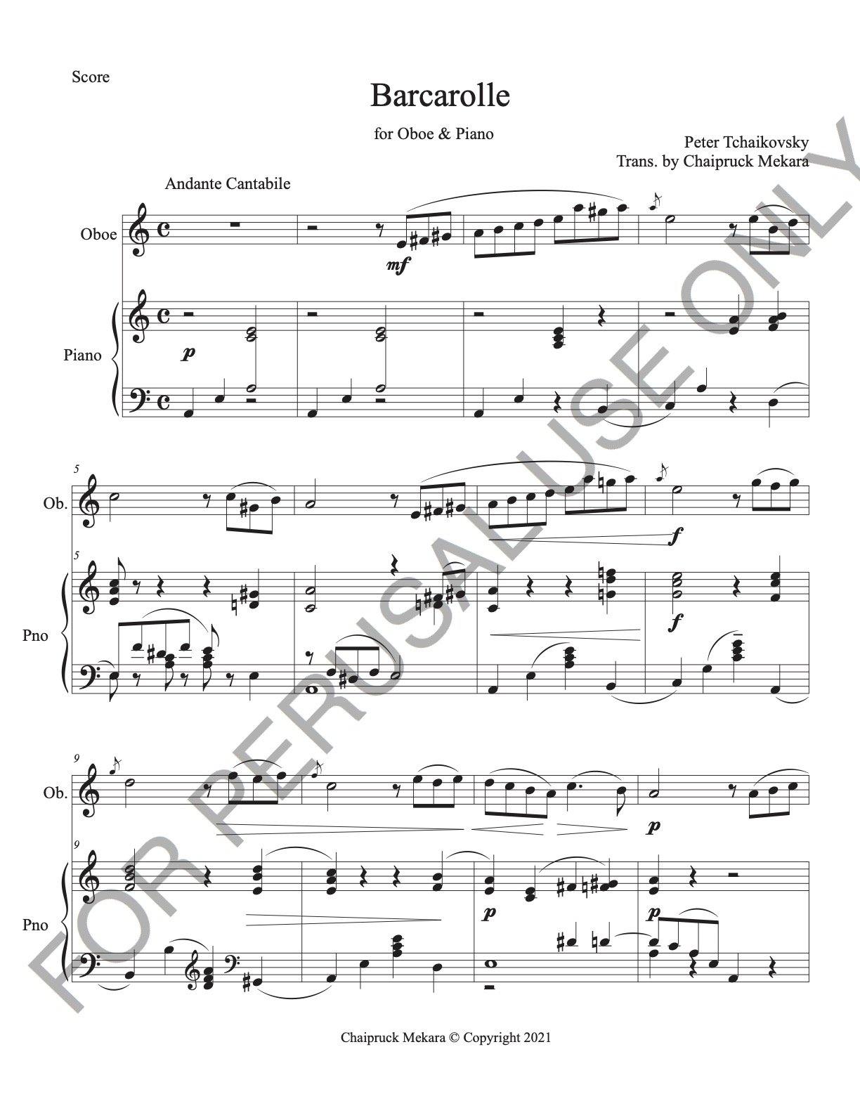 Tchaikovsky's the seasons, op. 37a "barcarolle" Oboe and Piano - ChaipruckMekara
