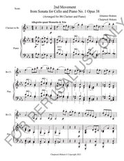 Bb Clarinet and Piano from 2nd movement Brahms Sonata no.1 for Cello and Piano