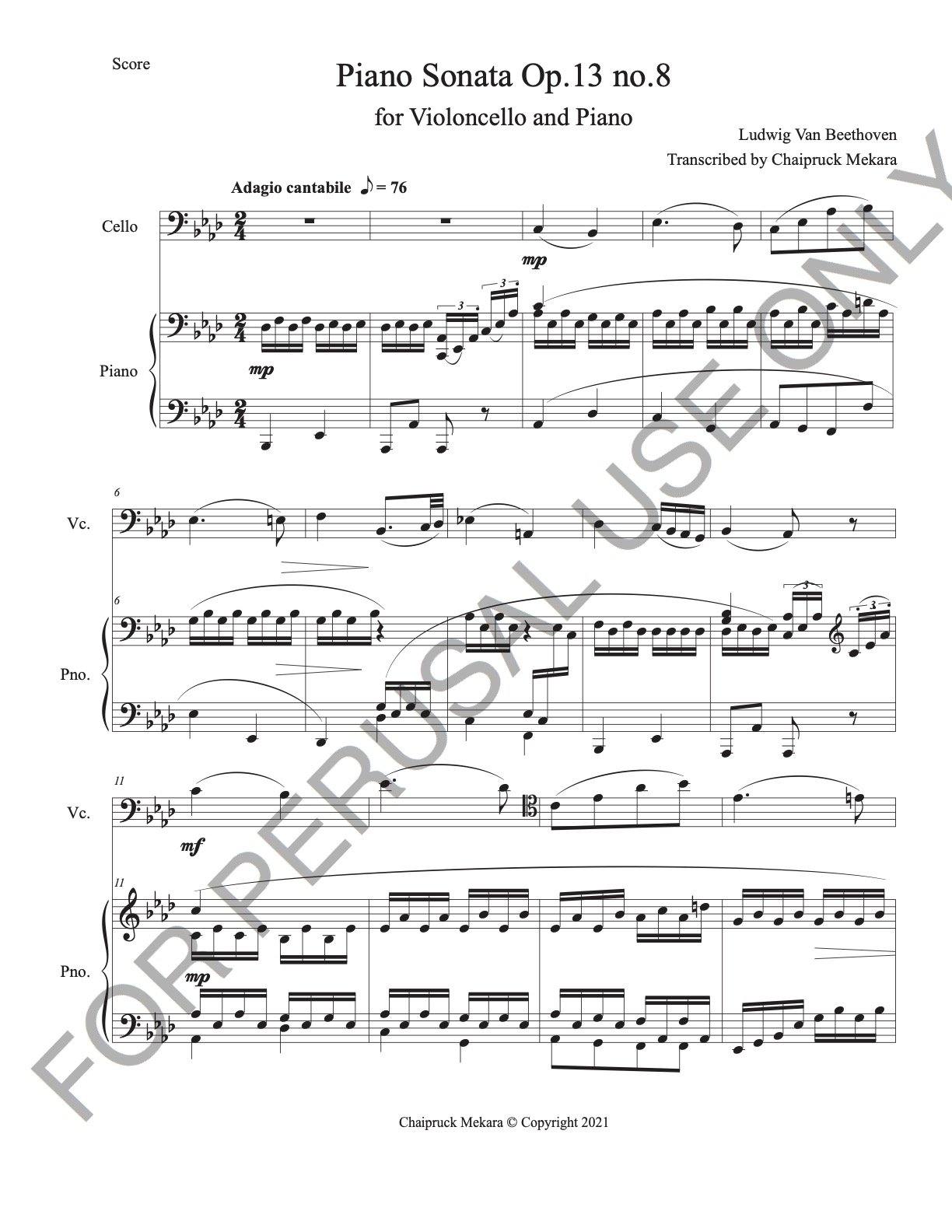 Audio Mp3 Piano part for Beethoven Piano Sonata Op. 13 no.8 - ChaipruckMekara