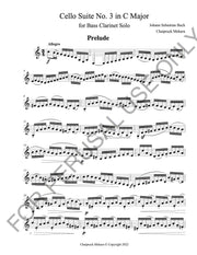 Bass Clarinet Solo sheet music: Complete Bach's Cello Suite no.3