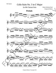 Clarinet Solo sheet music: Complete Bach's Cello Suite no.3