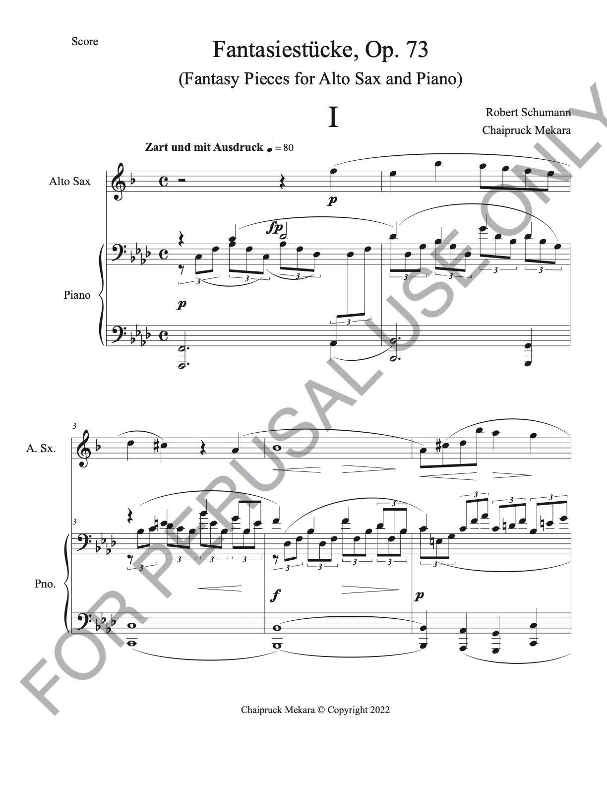 Alto Sax and Piano sheet music: Schumann's Fantasiestücke, Op.73 - ChaipruckMekara