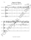 Clarinet Quartet sheet music (4th clarinet optional): Bach's Fugue in G Minor
