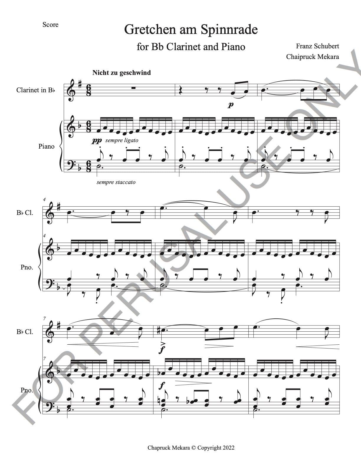 Clarinet and Piano: Schubert's Gretchen am Spinnrade - ChaipruckMekara