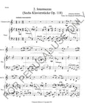 Intermezzo Op. 118 no. 2 Brahms sheet music for Bb Clarinet and Piano (score+parts) - ChaipruckMekara