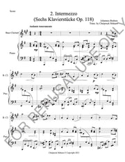 Brahms Bass Clarinet and Piano sheet music - Intermezzo Op. 118 no. 2 (score+parts)