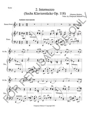Intermezzo Op. 118 no. 2 by Brahms sheet music for Basset Horn and Piano (score+parts)