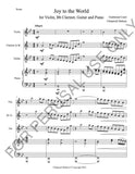Joy to the World for Violin, Bb Clarinet, Guitar and Piano - ChaipruckMekara
