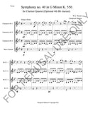 Clarinet Quartet sheet music - Mozart's Symphony no.40
