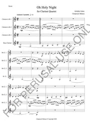 Oh Holy Night สำหรับ Clarinet Quartet (Score + Parts)