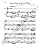 Songs Without Words Op. 67, no. 2 for Oboe and Piano
