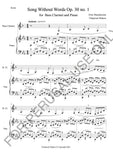 Bass Clarinet & Piano sheet music - Songs Without Words Op. 30, no. 1