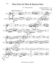 Oboe and Bassoon Duet Sheet music- Three Duos No.1 by Beethoven