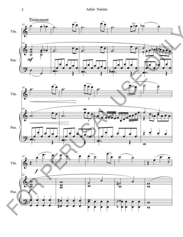 Violin and Piano sheet music: Adiós Nonino by Astor Piazzolla - ChaipruckMekara
