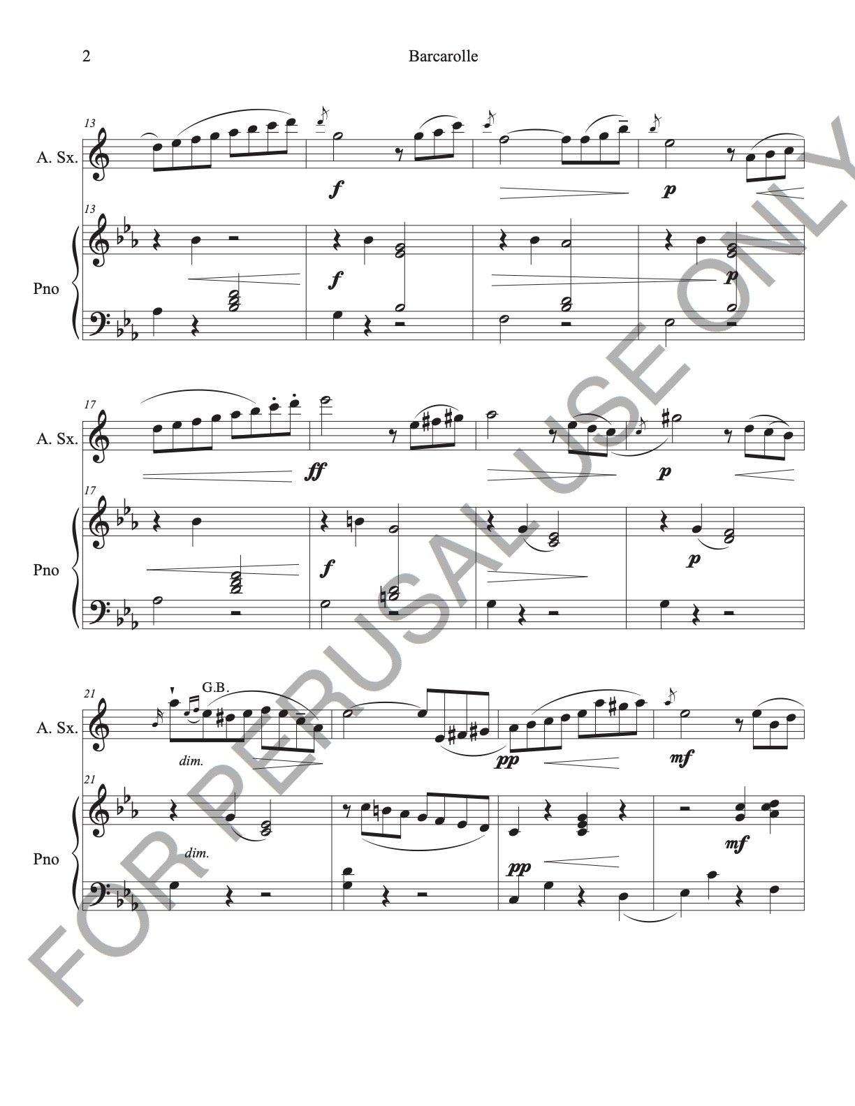 Tchaikovsky's the seasons, "barcarolle" for Alto Sax and Piano - ChaipruckMekara