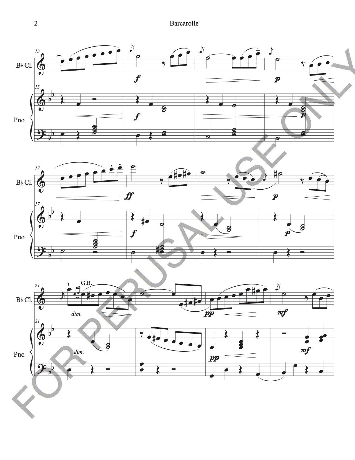 Clarinet and Piano sheet music: the seasons, op. 37a: vi. june "barcarolle" - ChaipruckMekara