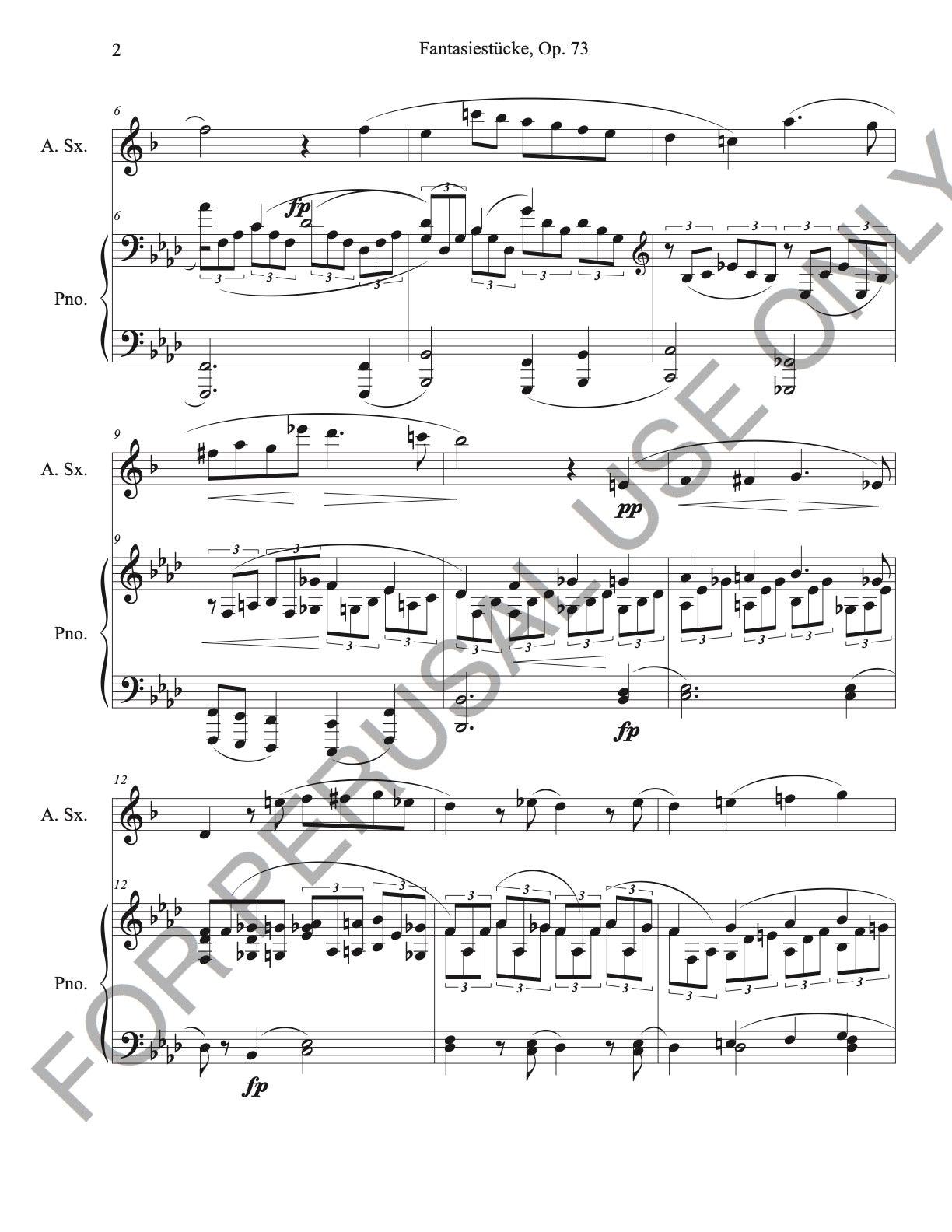 Alto Sax and Piano sheet music: Schumann's Fantasiestücke, Op.73 - ChaipruckMekara