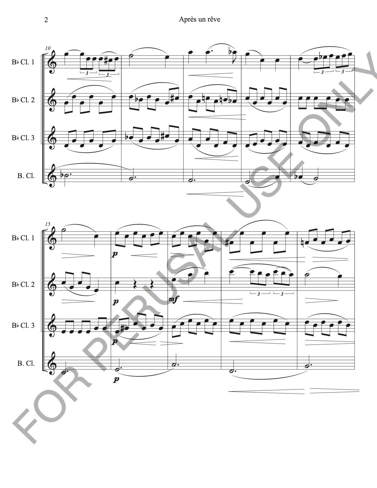 Après un rêve: Faure,Gabrie for Clarinet Quartet (3Bb+Bass/4thBb) - ChaipruckMekara