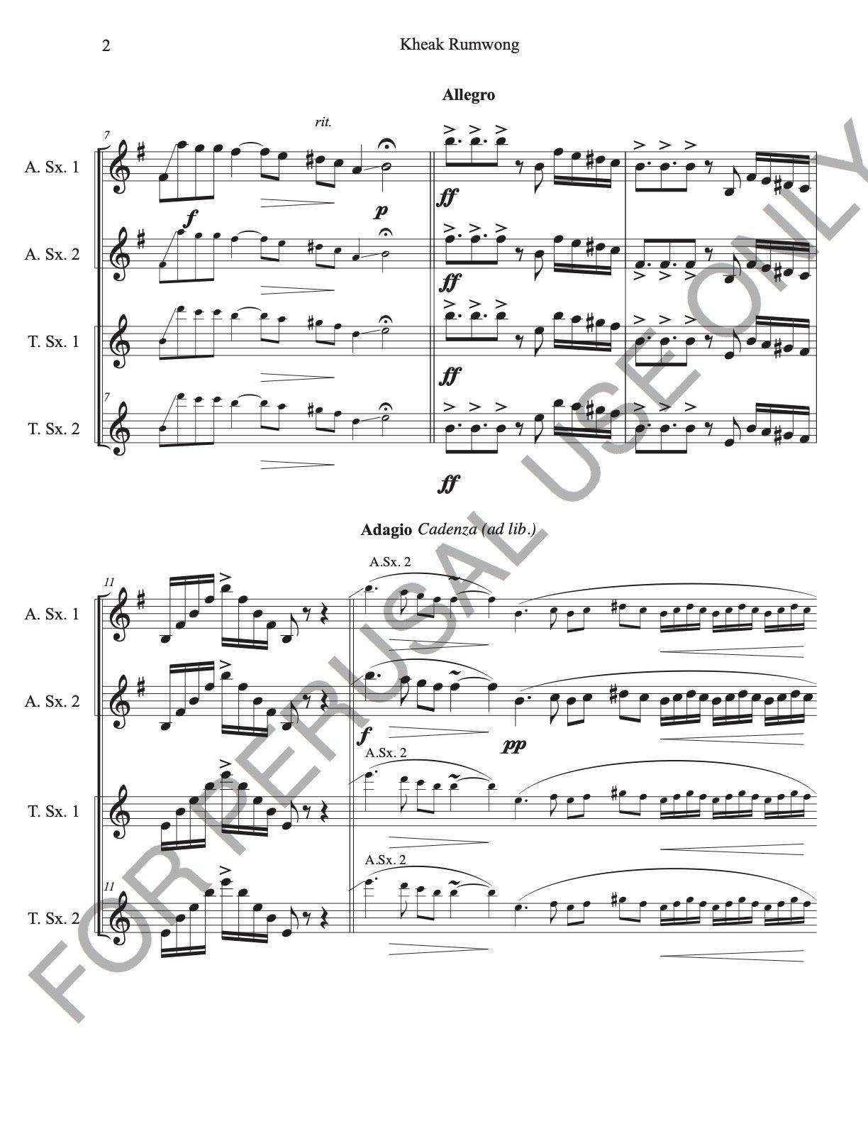 Saxophone Quartet sheet music (AATT): Kheak Rumwong - A Circle Dance - ChaipruckMekara