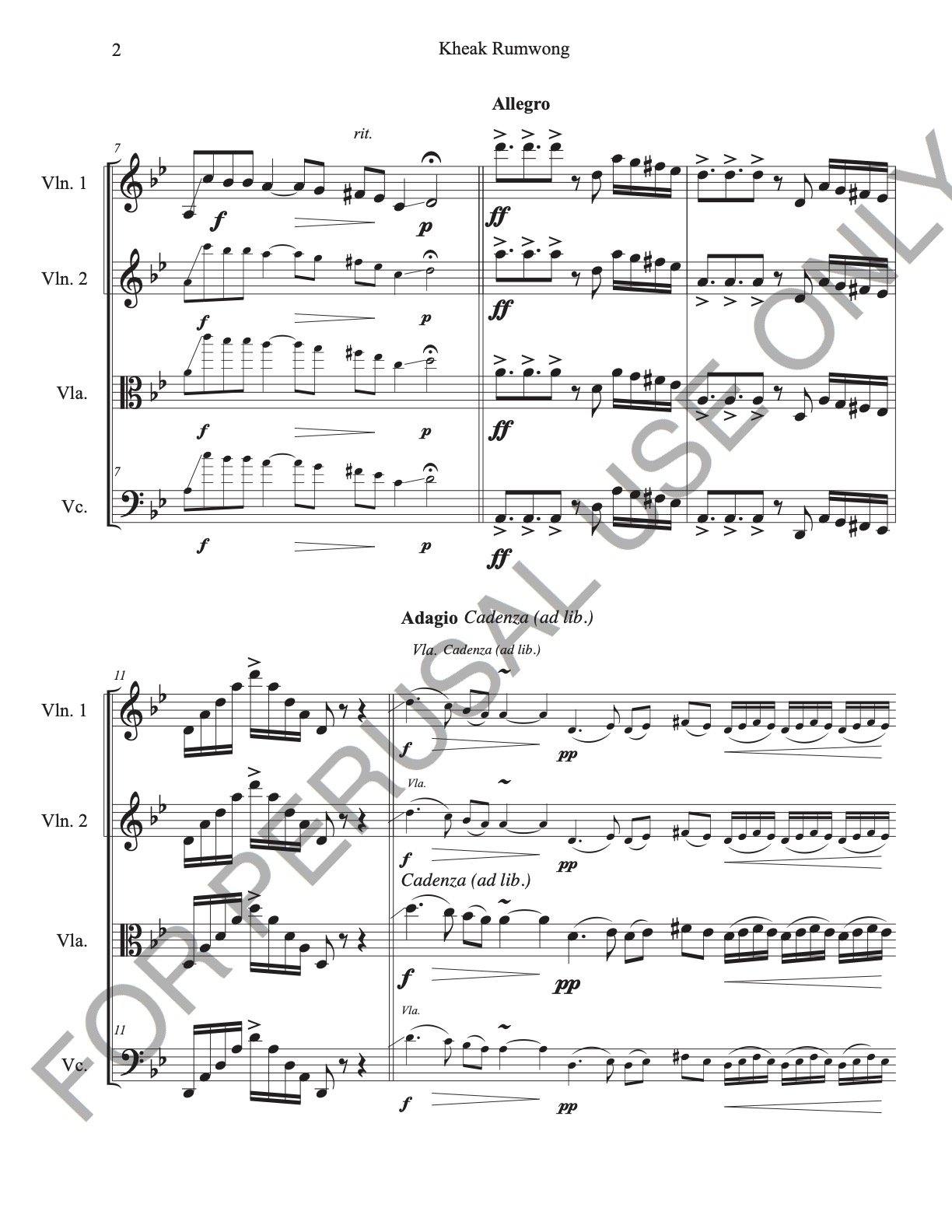 A Circle Dace -Kheak Rumwong for String Quartet sheet music - ChaipruckMekara