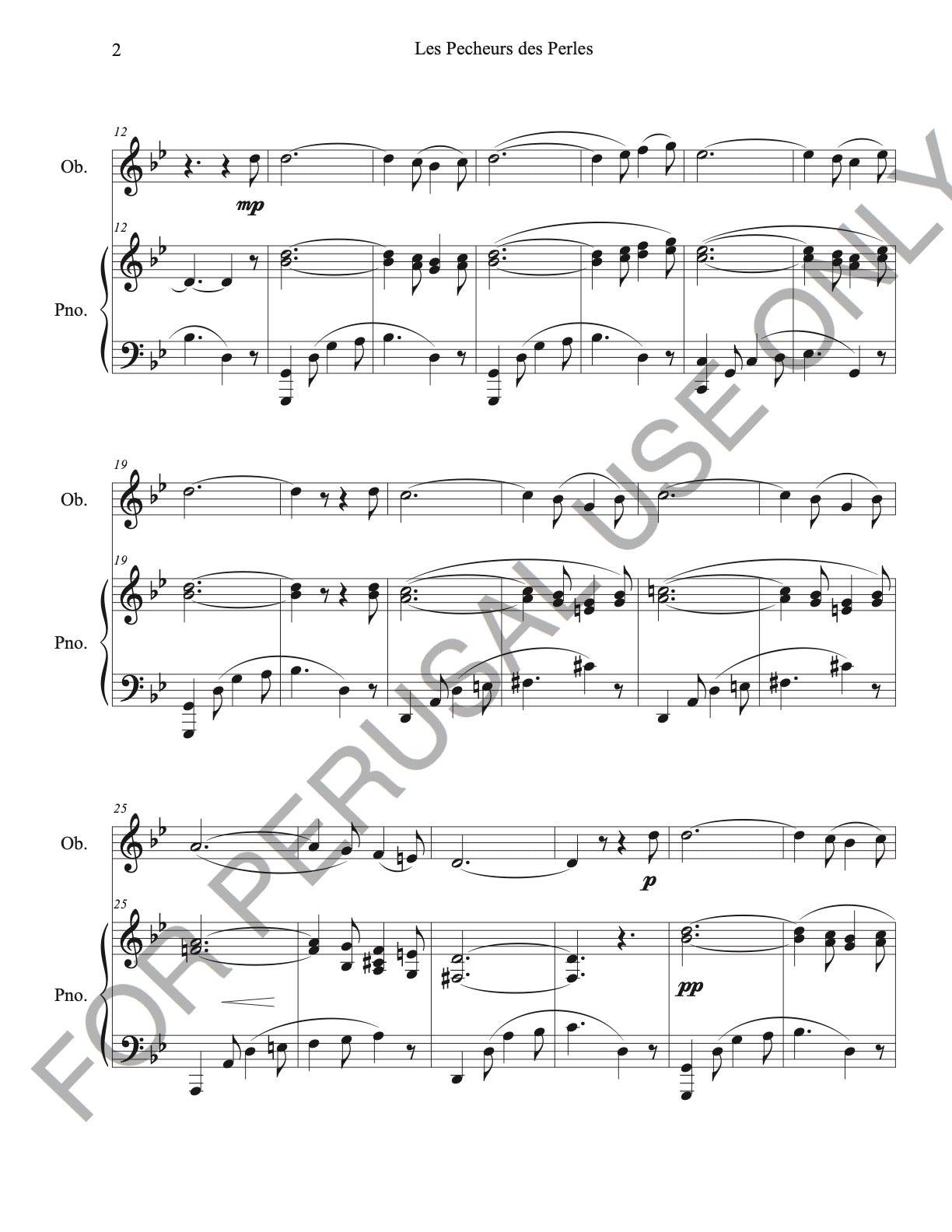 Oboe and Piano sheet music: Je crois entendre encore from Les Pecheurs de Perles - ChaipruckMekara