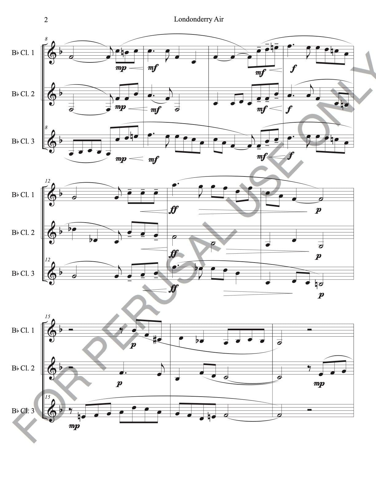 Londonderry Air for Clarinet Trio (score+parts) - ChaipruckMekara