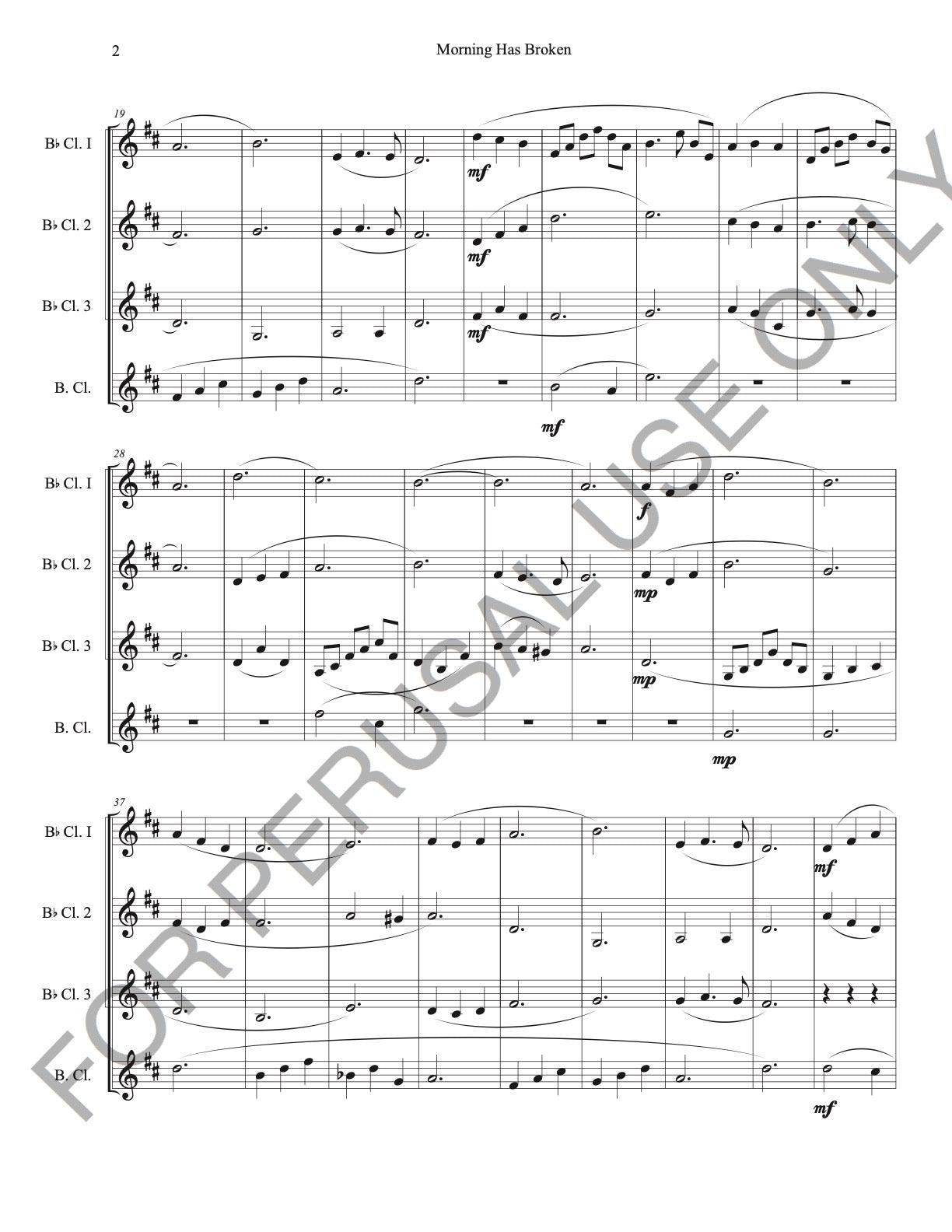 Morning has broken for Clarinet Quartet (4th Clarinet Optional) - ChaipruckMekara