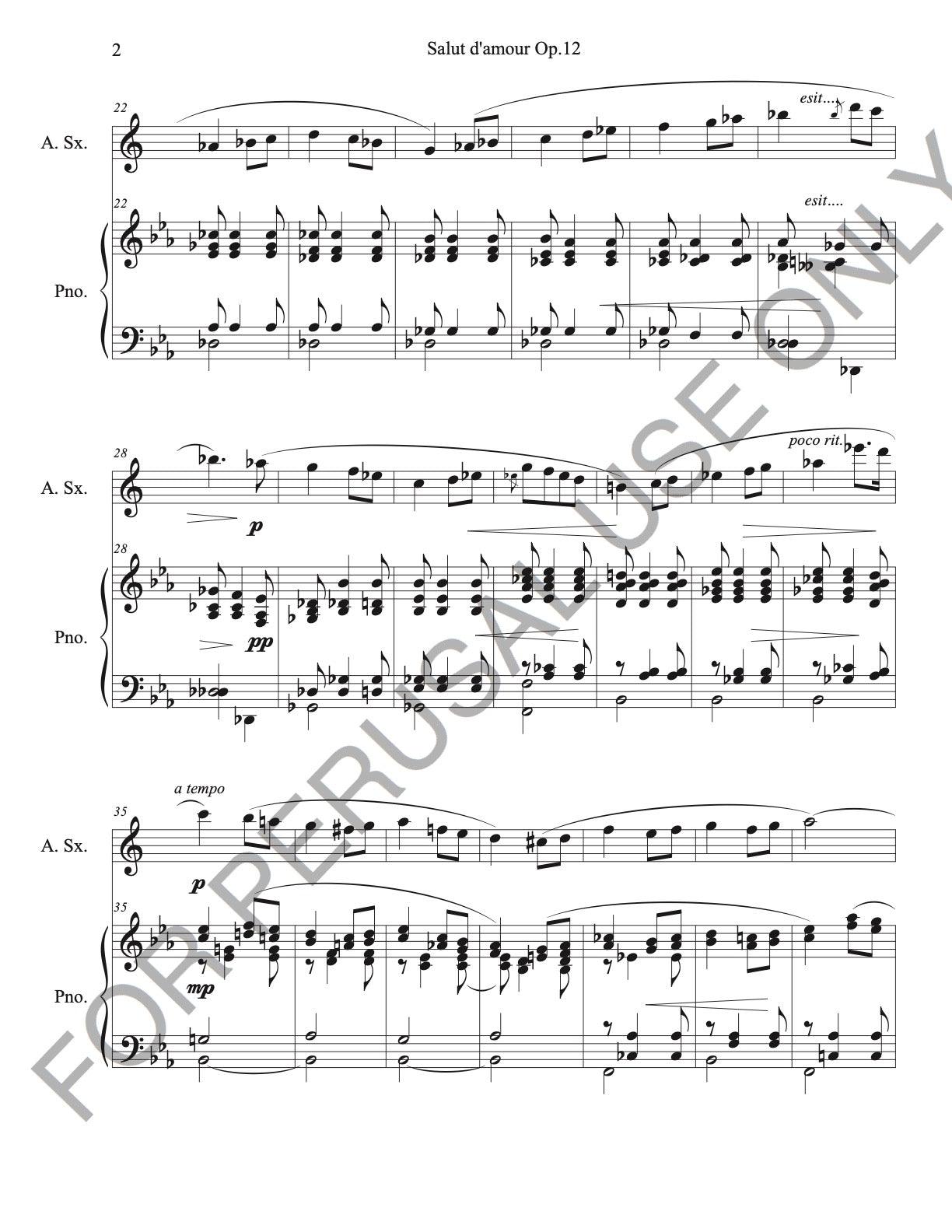 Alto Sax and Piano sheet music: Elgar's Salut d'Amour - ChaipruckMekara