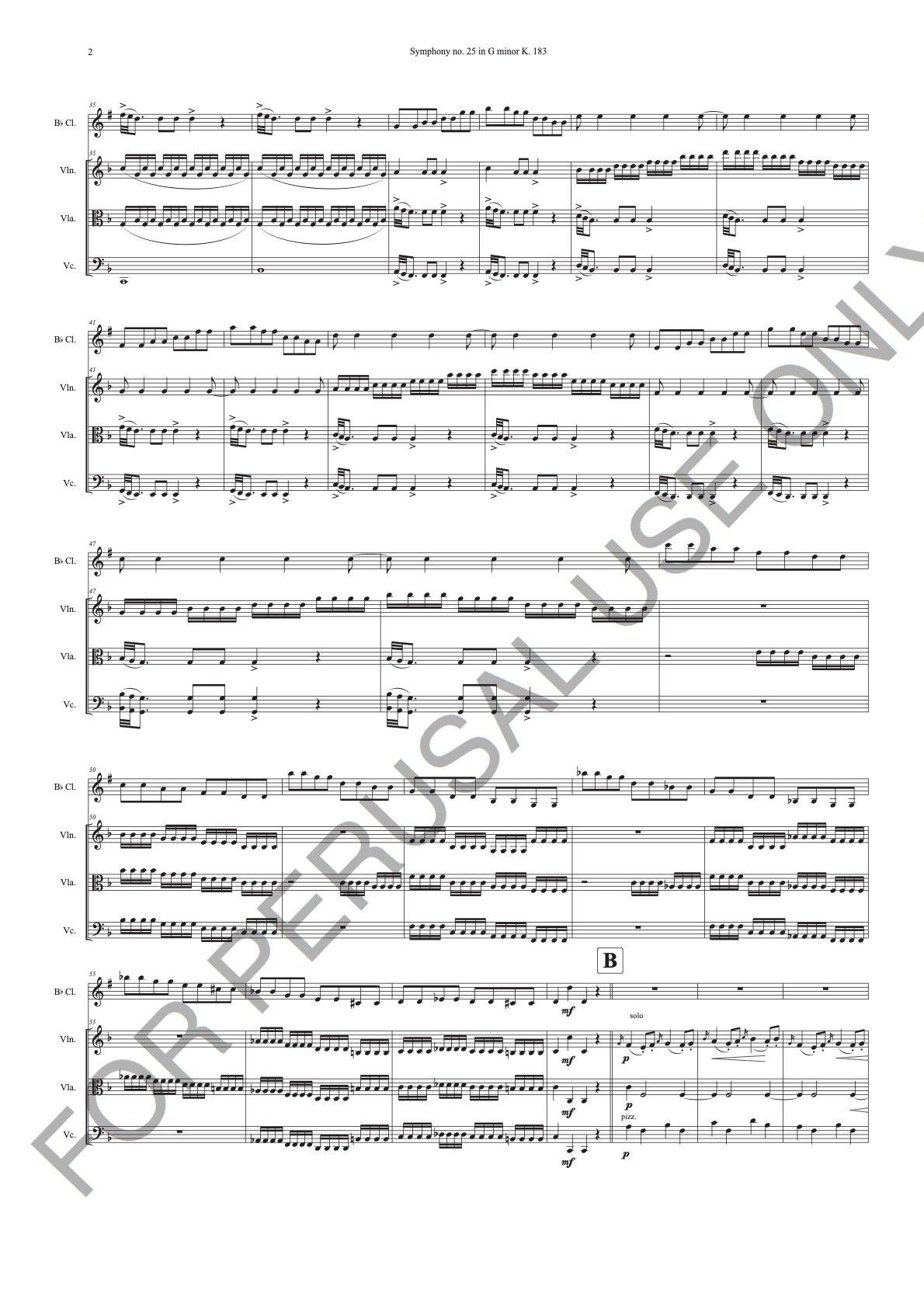 Clarinet Quartet sheet music: Mozart's Symphony no. 25 - ChaipruckMekara