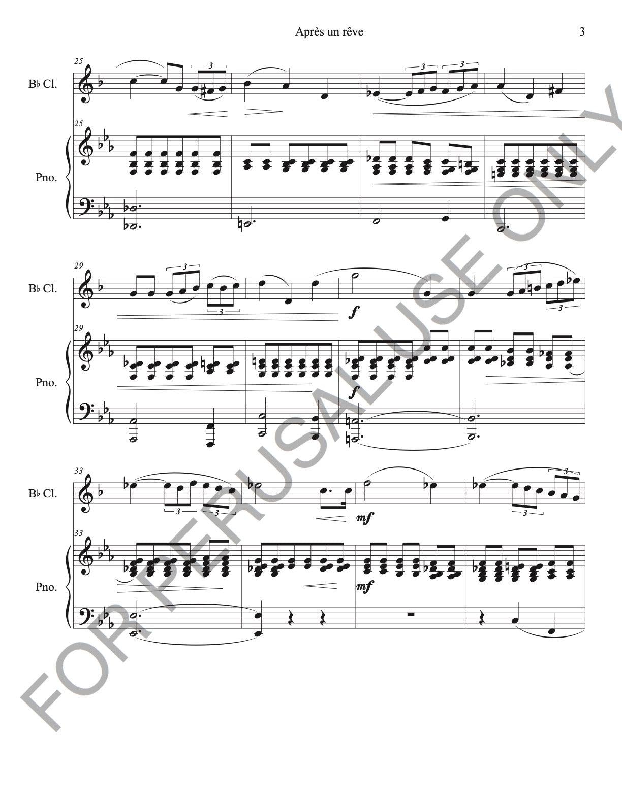 Bb Clarinet and Piano Sheet Music: Après un rêve by Faure (score+parts+mp3) - ChaipruckMekara