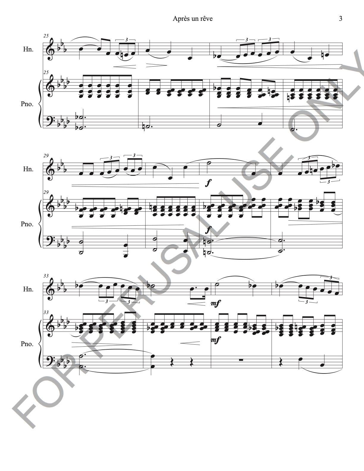 F. Horn and Piano Sheet Music: Après un rêve by Faure (score+parts+mp3) - ChaipruckMekara