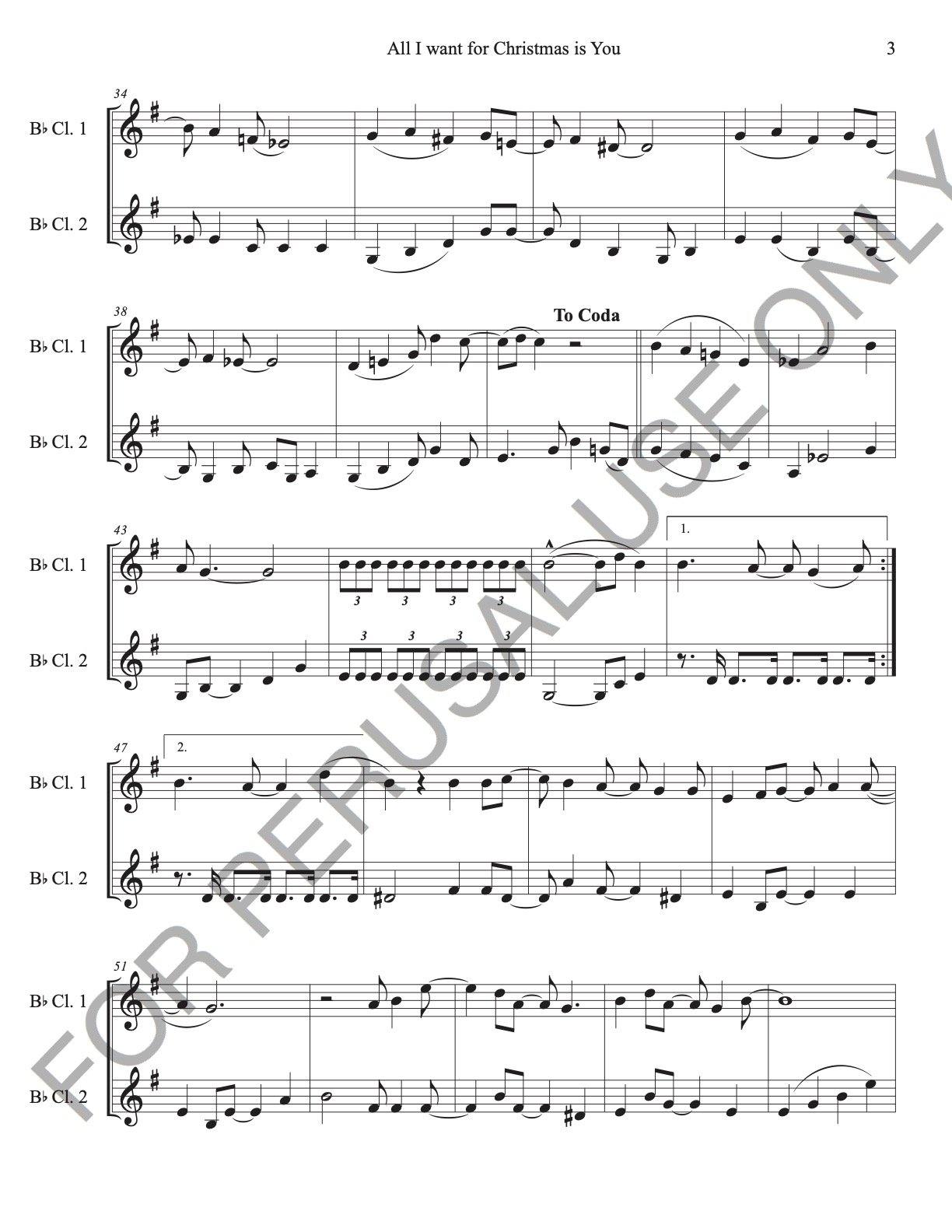 Clarinet Duet sheet music: All I want for Christmas is You - ChaipruckMekara