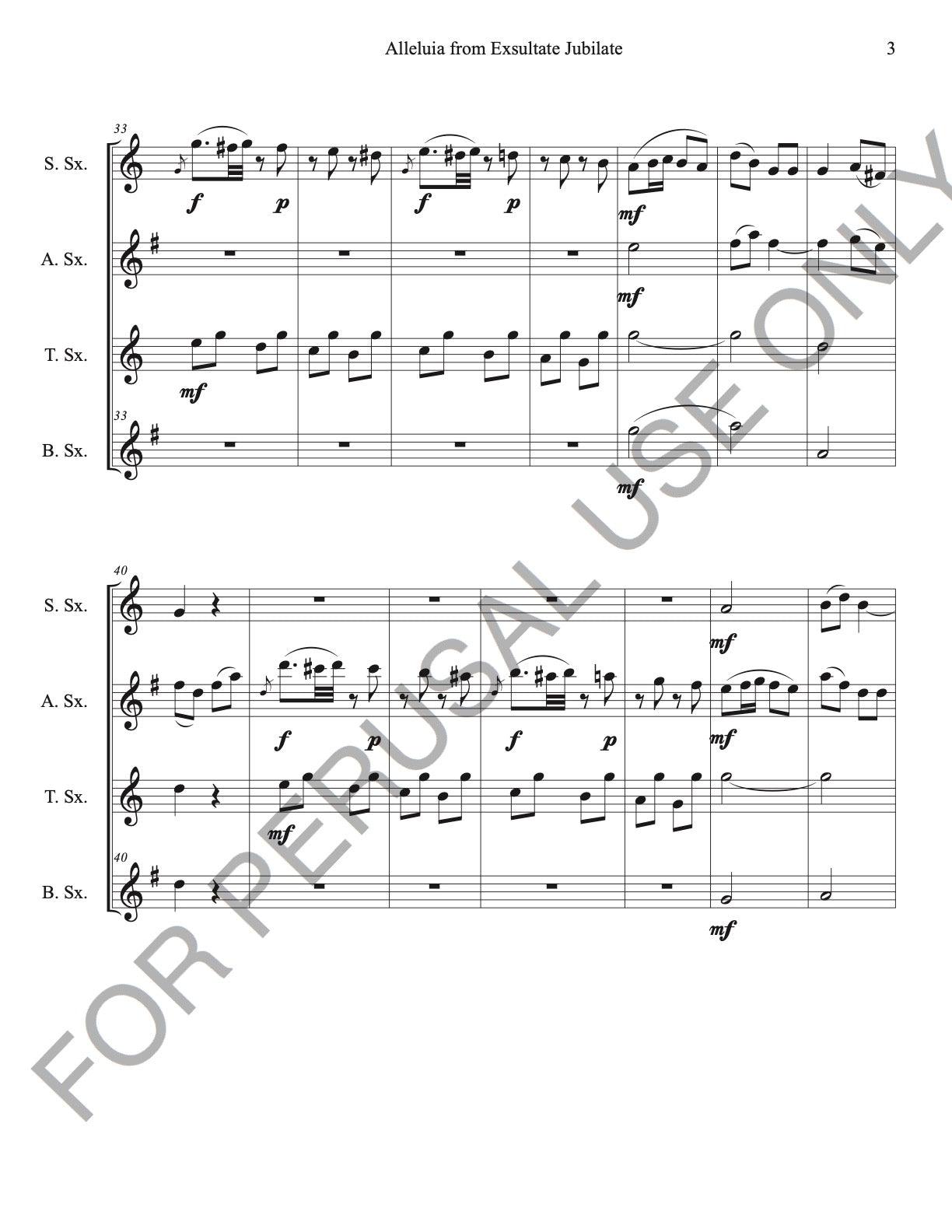 Sax Quartet Sheet Music (SATB)- Mozart's Alleluia from Exsultate Jubilate - ChaipruckMekara