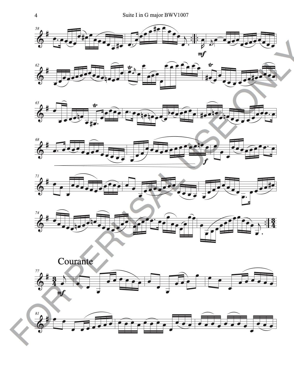 Bach's　Complete　Suite　sheet　Solo　Clarinet　Cello　no.1　Alto　music: