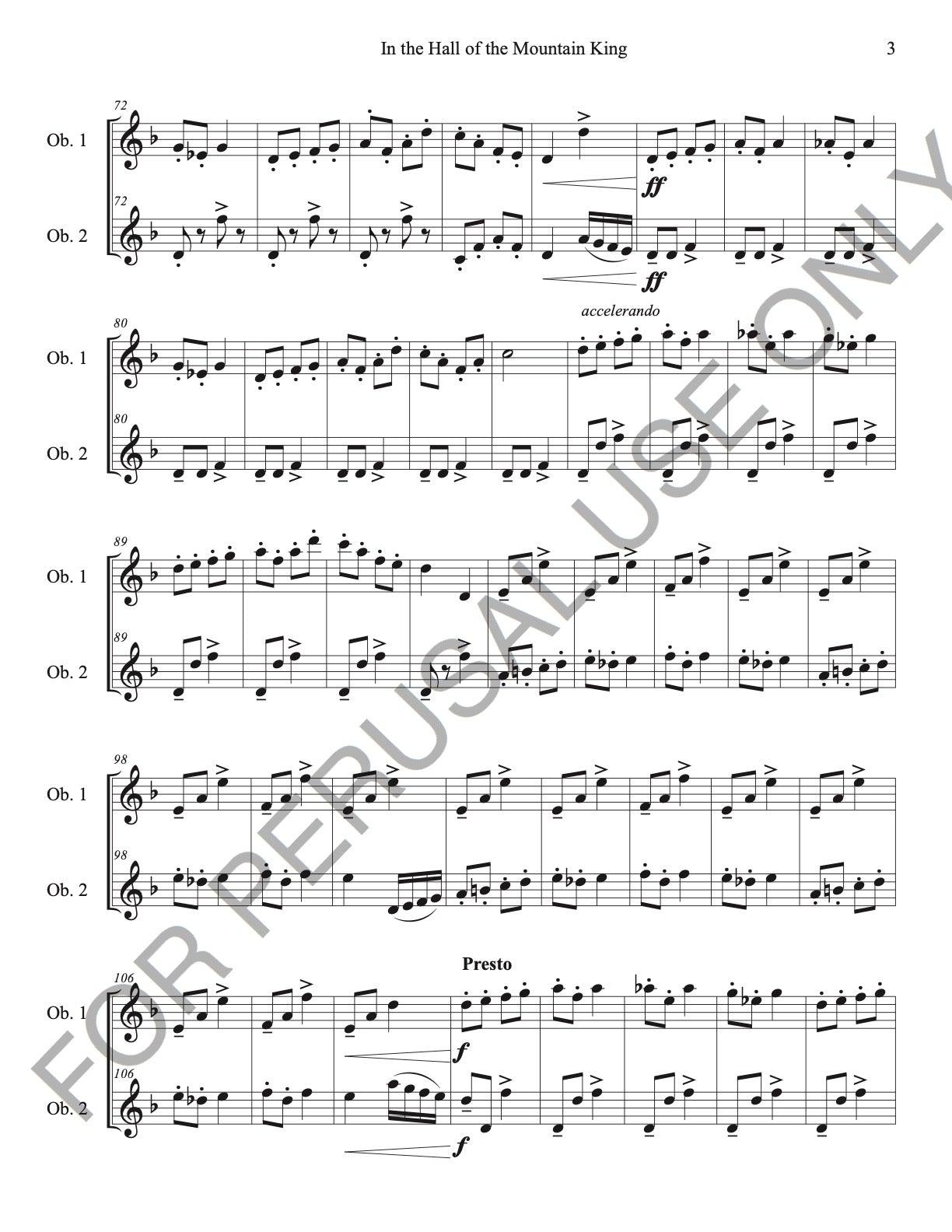 In the Hall of the Mountain King for Oboe Duet (score+parts) - ChaipruckMekara