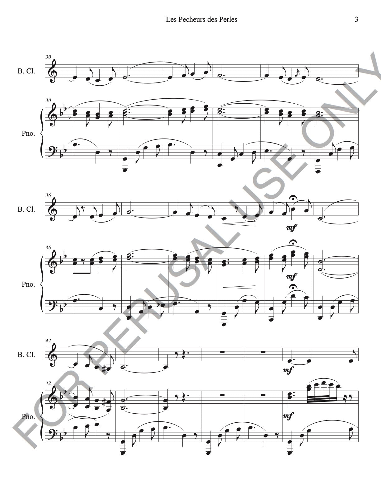 Bass Clarinet and Piano sheet music: Je crois entendre encore from Les Pecheurs de Perles - ChaipruckMekara