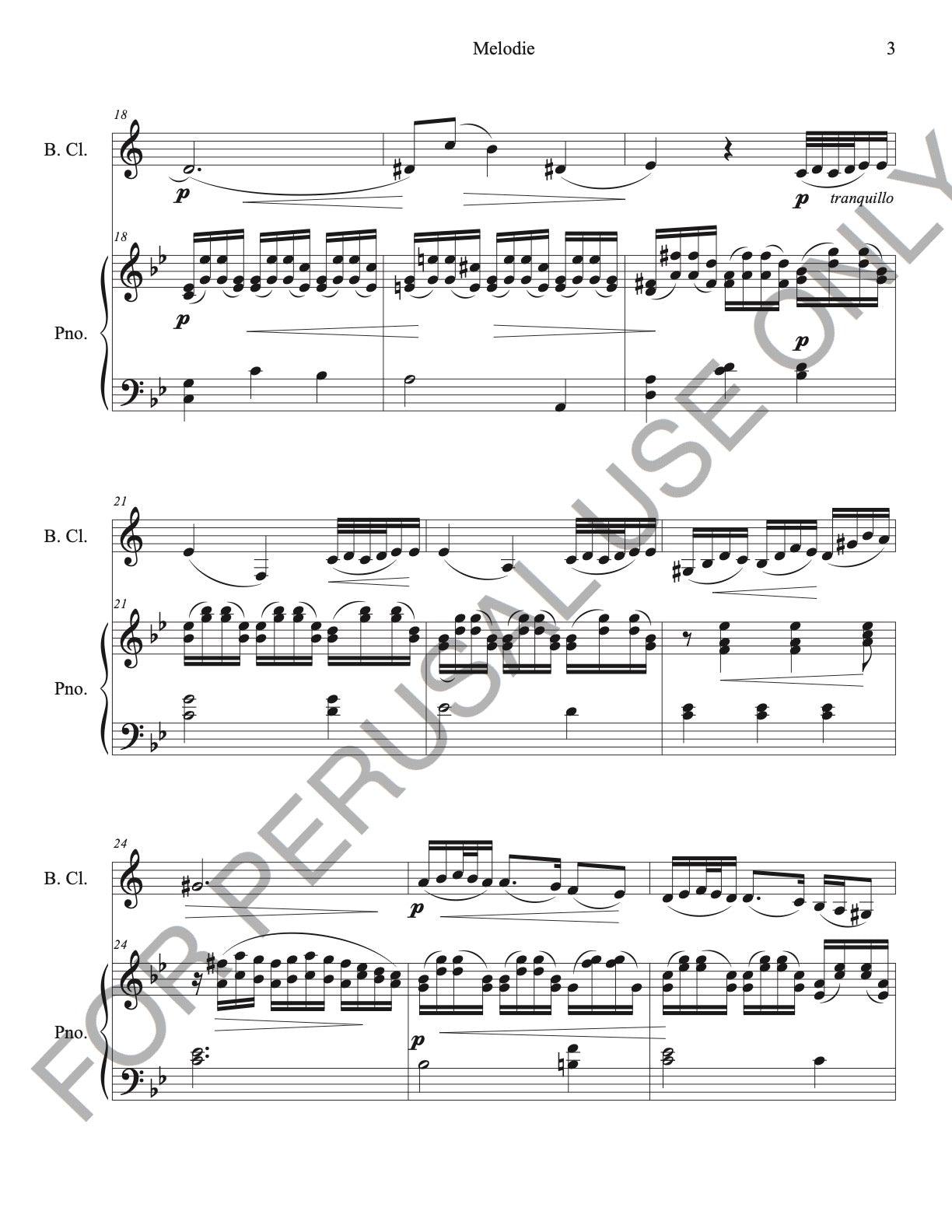 Bass Clarinet and Piano sheet music: Gluck's Melodie - ChaipruckMekara