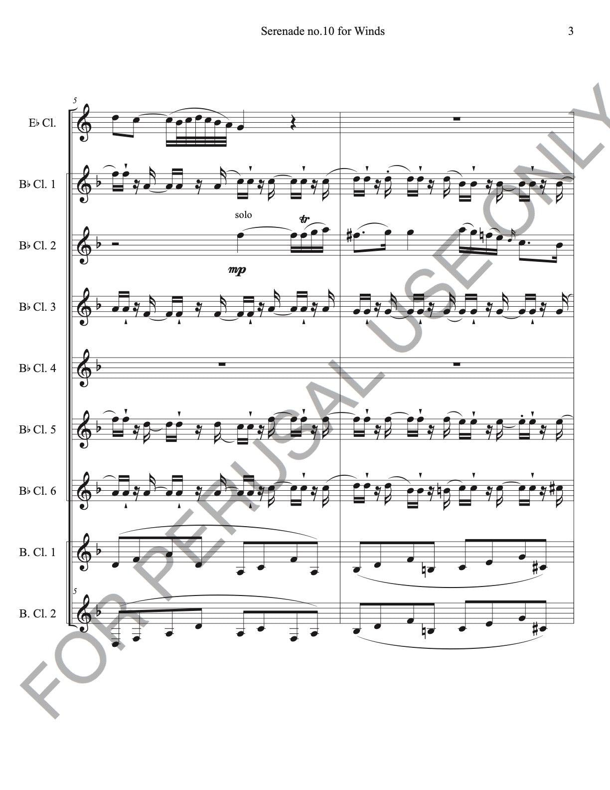 Mozart's Serenade no. 10 for Winds arrangement for Clarinet Choir (9 players)- score+parts - ChaipruckMekara