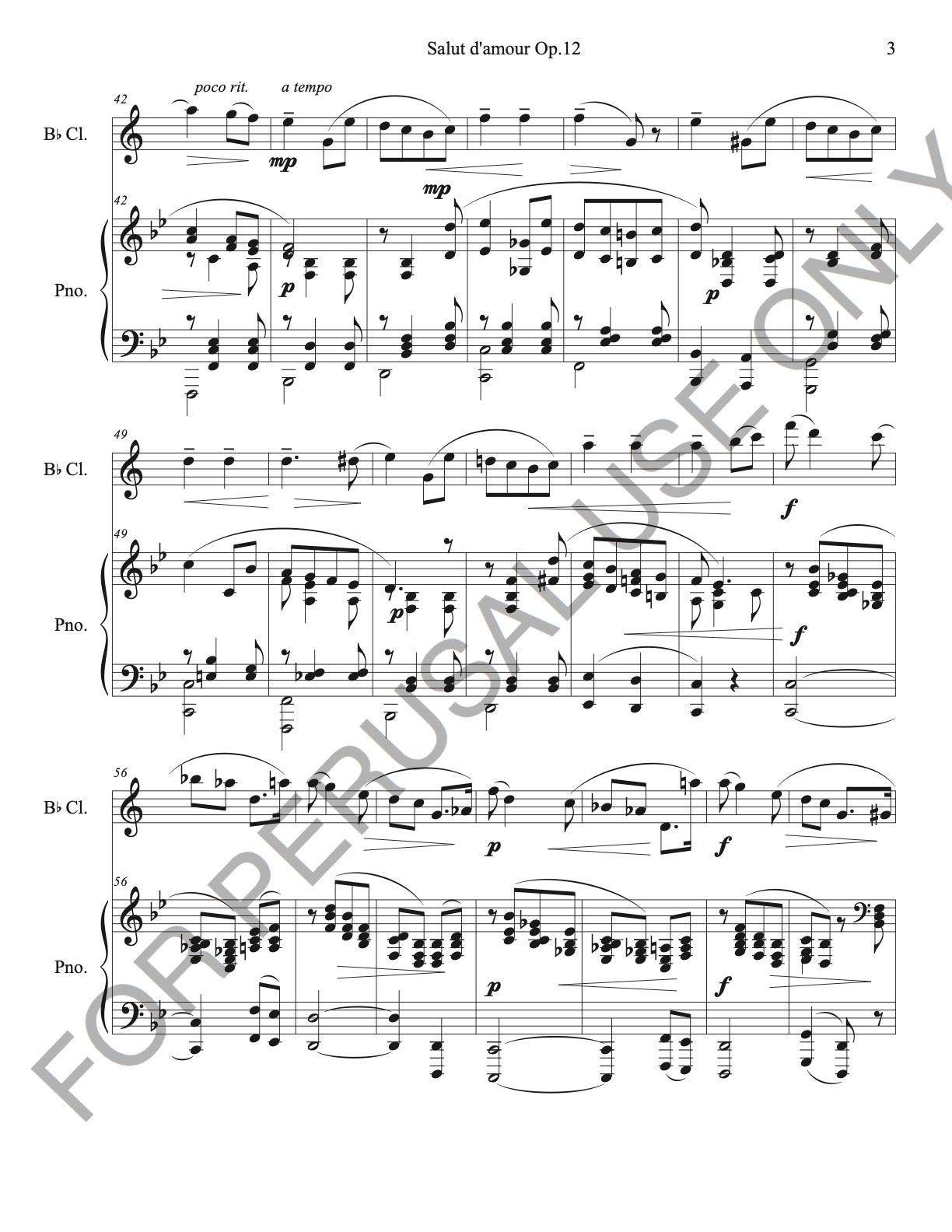 Clarinet and Piano sheet music: Elgar's Salut d'Amour, (score+part+mp3) - ChaipruckMekara