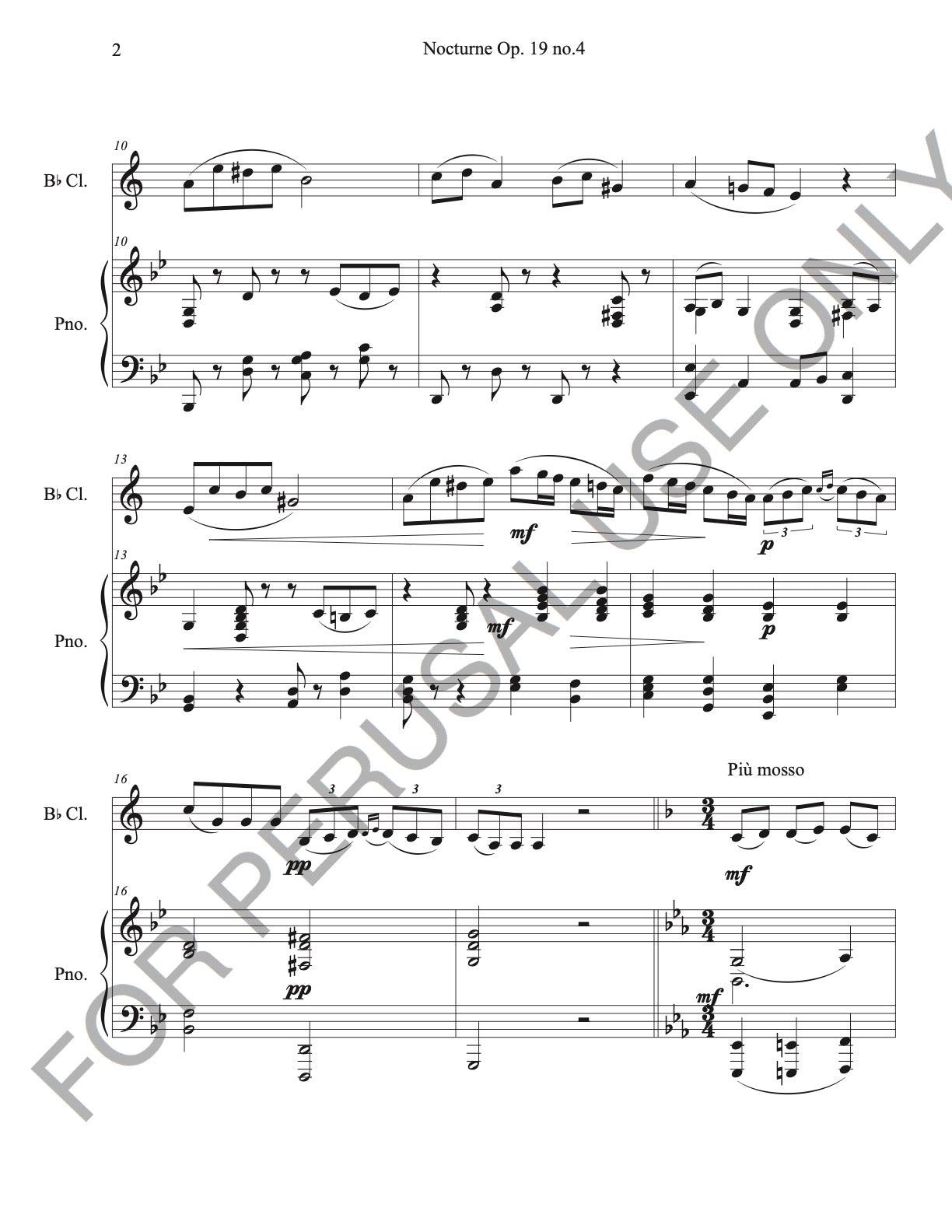 Bb Clarinet and Piano sheet music: Tchaikovsky's Nocturne, Op. 19 - ChaipruckMekara